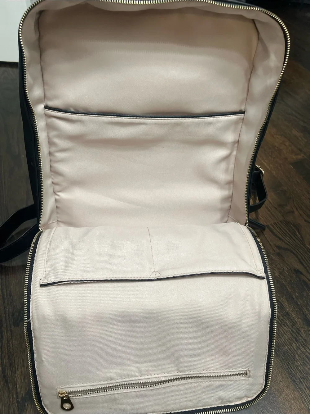CALPAK Kaya Laptop Backpack Black Faux Leather Whipstitch Bag